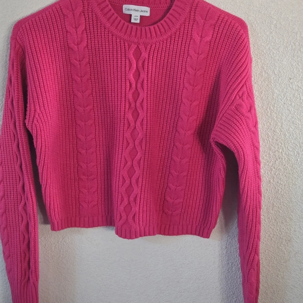 Calvin Klein Collection Fuchsia Cable Knit Sweater - Picture 2 of 6